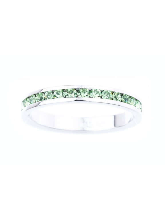 August Swarovski Crystal Birthstone Stackable ring in Sterling Silver