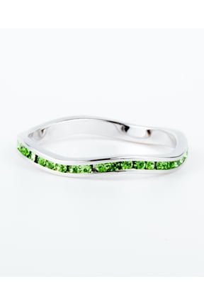 August Swarovski Crystal Birthstone Stackable ring in Sterling Silver