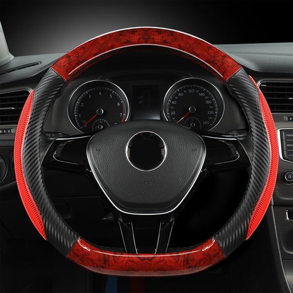 August Under Saving, Car Steering Wheel Cover Steering Wheel Handle Cover Wood Grain Breathable Steering Wheel Cover