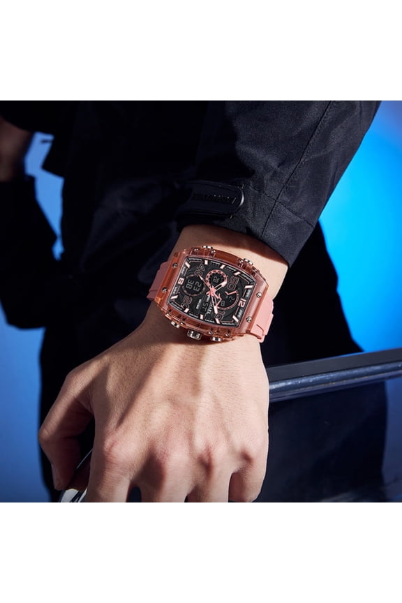 August Under Saving, Multifunctional Sports Casual Digital Watch - LED Backlight Alarm - Function Men's Watch