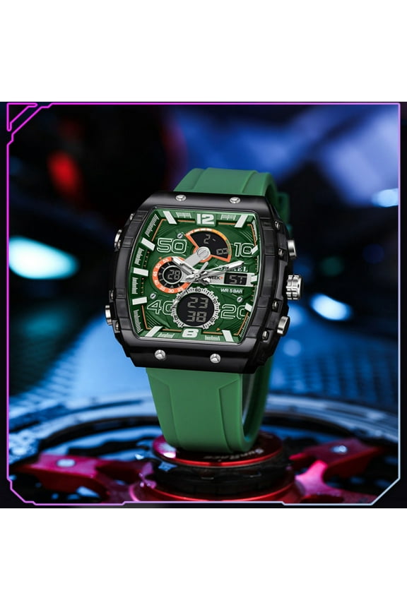 August Under Saving, Multifunctional Sports Casual Digital Watch - LED Backlight Alarm - Function Men's Watch