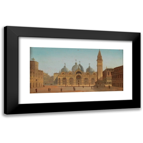 August Von Siegen 14x9 Black Modern Framed Museum Art Print Titled - Venice, St Mark's Square and St. Mark's Basilica
