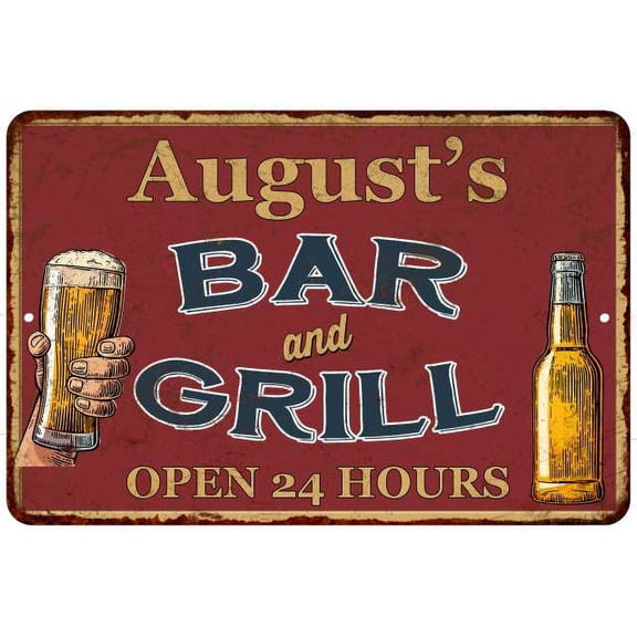 August's Red Bar and Grill Rustic Sign Decor 8x12 108120045583
