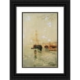 thumbnail image 1 of August von Pettenkofen 13x18 Black Ornate Wood Framed Double Matted Museum Art Print Titled - Study from Venice with Ship (1881), 1 of 5