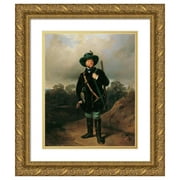 August von Pettenkofen 15x18 Gold Ornate Wood Frame and Double Matted Museum Art Print Titled - Josef Strommer as Jager (1845)