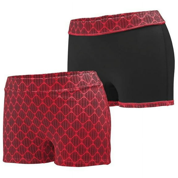 Augusta 1227A-Red Plexus- Black-XS Ladies Impress Short, Red Plexus-Black - Extra Small