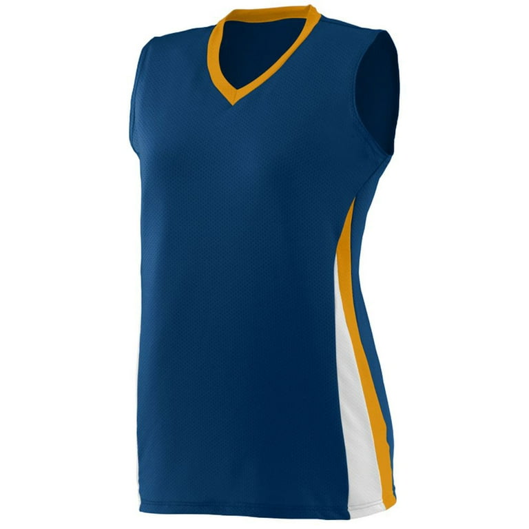 Augusta 1356A Girls Tornado Softball Jersey Navy Gold White