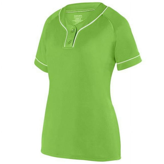 Augusta 1671A-Lime- White-S Girls Overpower Two-Button Jersey, Lime-White - Small