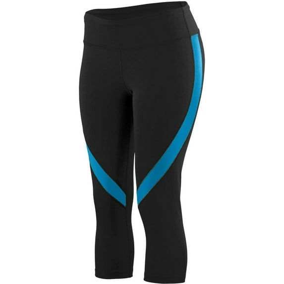 Augusta 2405 Ladies Action Color Block Capri - Black Blue