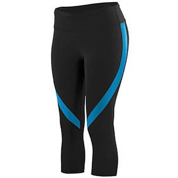 Augusta 2405 Ladies Action Color Block Capri - Black Blue