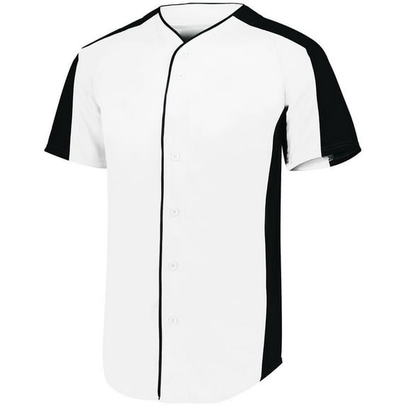 Augusta 2XL Full-Button Baseball Jersey White/Black 1655