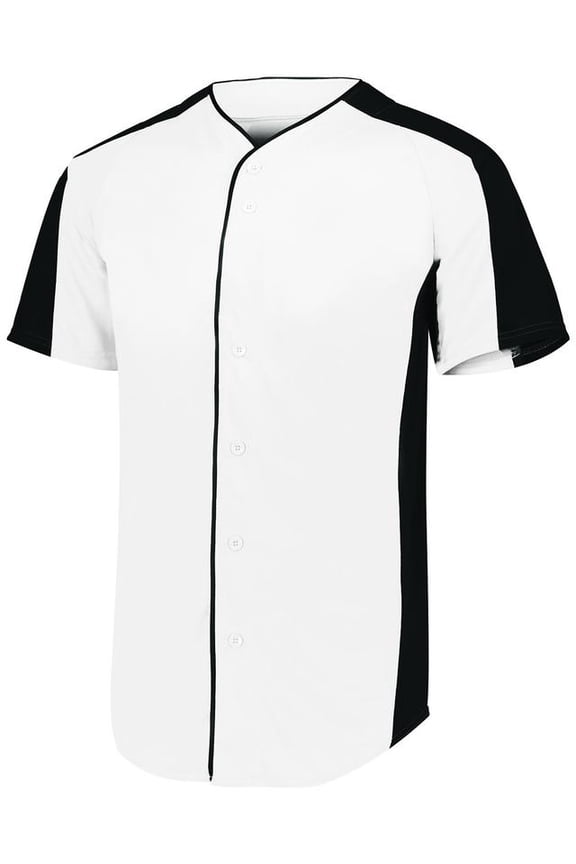 Augusta 2XL Full-Button Baseball Jersey White/Black 1655