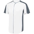 thumbnail image 1 of Augusta 2XL Full-Button Baseball Jersey White/Graphite 1655, 1 of 3