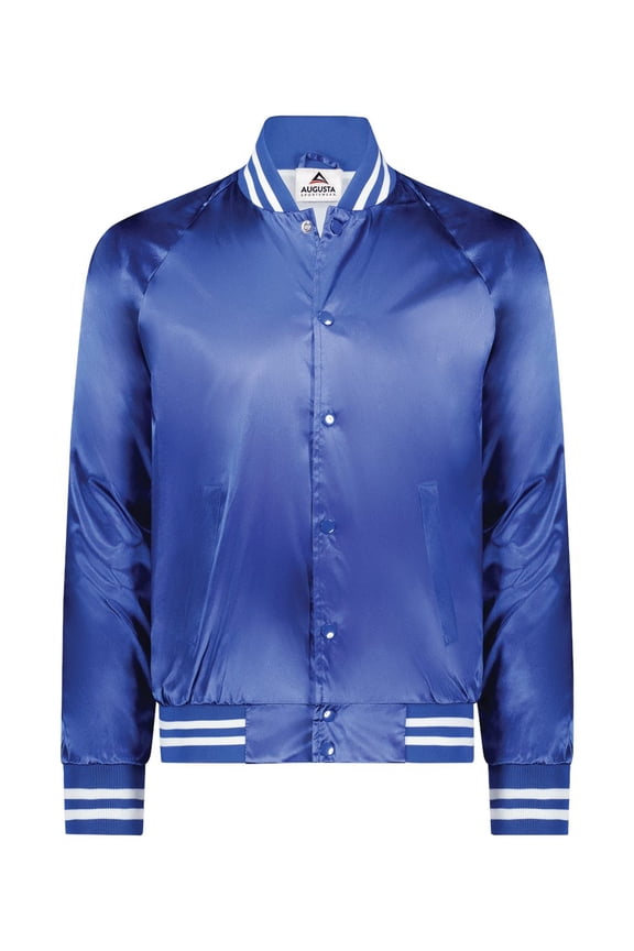- Satin Baseball Jacket Striped Trim - 3610