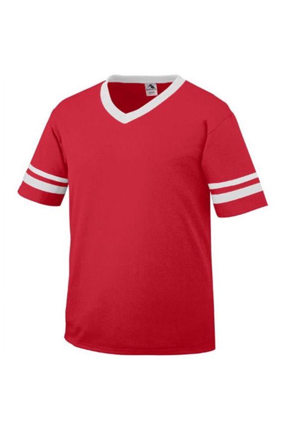 Augusta 360A Adult Sleeve Stripe Jersey - Red & White- Extra Large