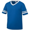 thumbnail image 1 of Augusta 361A Youth Sleeve Stripe Jersey - Royal & White- Medium, 1 of 6