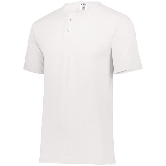 Augusta 580A Two-Button Baseball Jersey- White - Medium