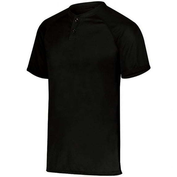 Augusta Attain Wicking Two-Button Baseball Jersey 1565 Black 2Xl