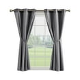 thumbnail image 1 of Augusta Blackout Window Curtain Panels and Tiebacks, Faux Silk with Sheer Overlay, Grommet, Charcoal Grey, 38" x 63", 1 of 13