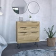 thumbnail image 1 of Augusta Dresser, Hairpin Legs, Three Drawers, Superior Top Light Oak, 1 of 9