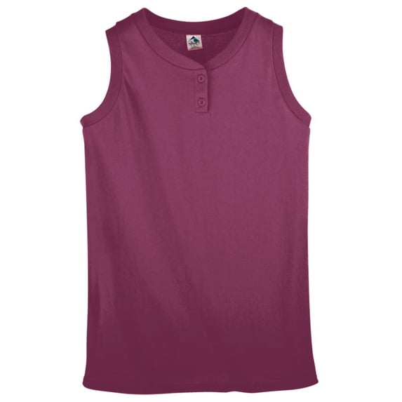 Augusta Girls Sleeveless Two-Button Softball Jersey 551 Navy S