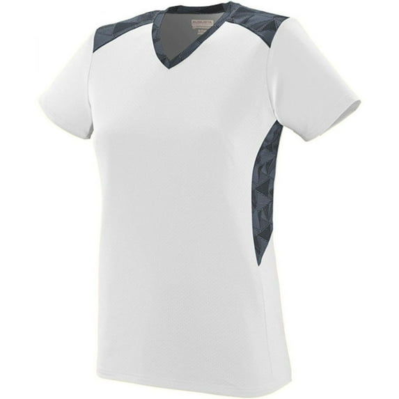 Augusta Girls' Vigorous Softball Jersey WHITE | GRAPHITE | BLACK PRINT LG