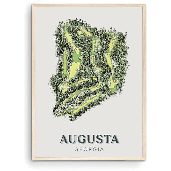 Augusta Golf Course Map Wall Art Home Decor Sports Gift (Unframed) (9x11)