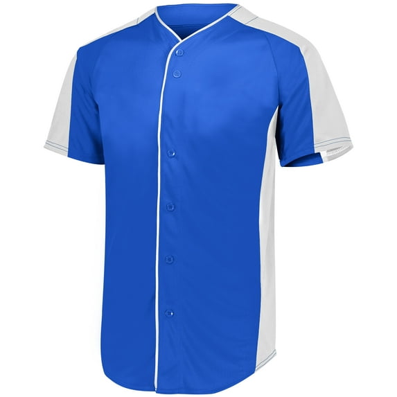 Augusta L Full-Button Baseball Jersey Royal/White 1655