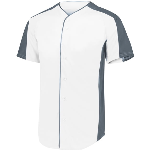 Augusta L Full-Button Baseball Jersey White/Graphite 1655