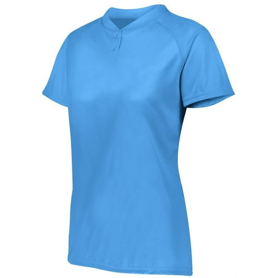 Augusta L Ladies Attain Wicking Two-Button Softball Jersey Columbia Blue 1567