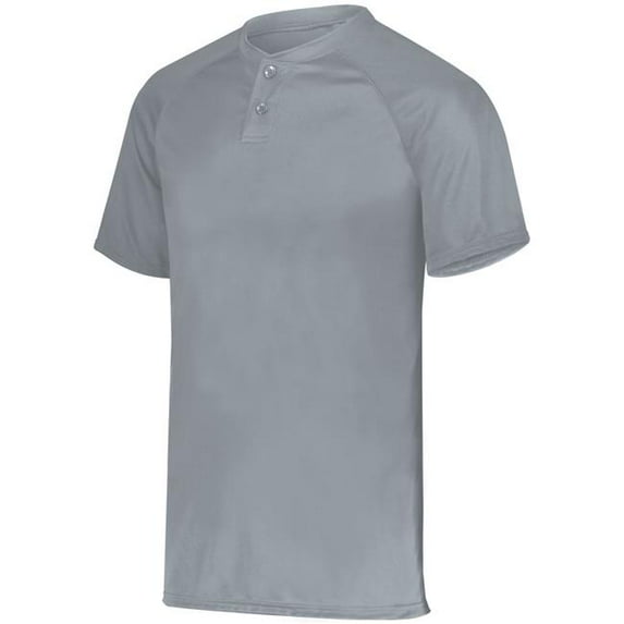 Augusta L Youth Attain Wicking Two-Button Baseball Jersey Blue Grey 1566
