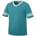 thumbnail image 1 of Augusta L Youth Sleeve Stripe Jersey Teal/White 361, 1 of 2
