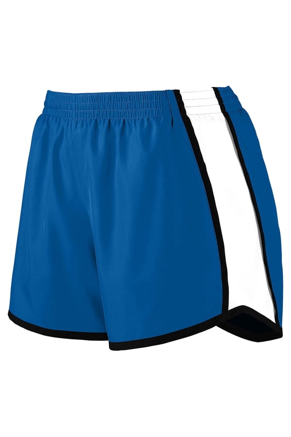 Augusta Ladies' Junior Fit Pulse Team Short , 1265 , ROYAL/ WHT/ BLK , Medium