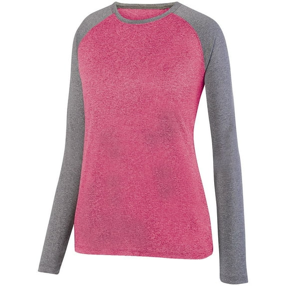 Augusta Ladies Kinergy Two Color Long Sleeve Raglan Tee 2817 Black Heather/Athletic Heather 2Xl