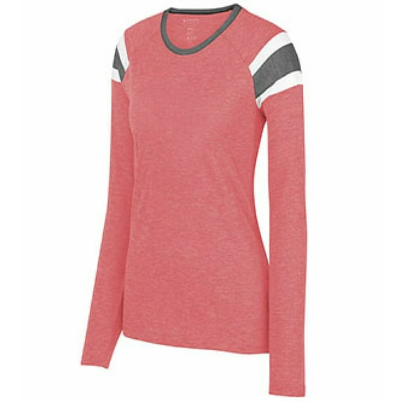 Augusta Ladies Long Sleeve Fanatic Tee 3012 Red/Slate/White 2Xl