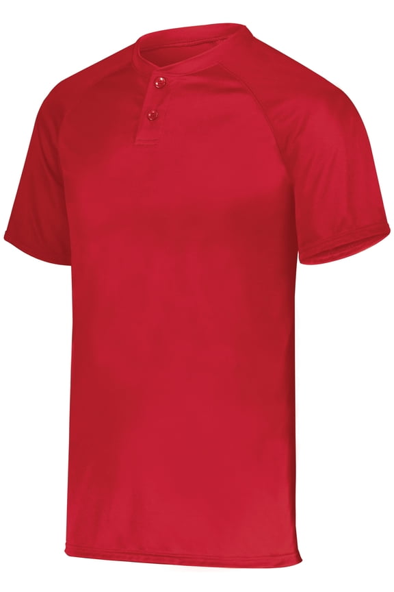 M Attain Wicking Two-Button Baseball Jersey Red 1565