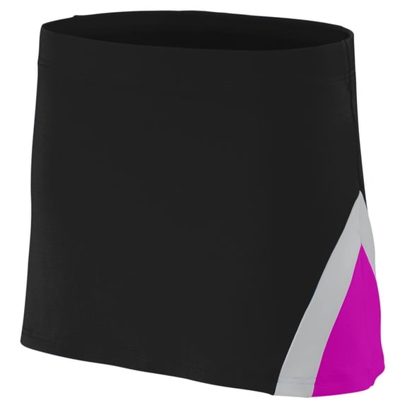 Augusta M Girls Cheer Flex Skirt Black/Power Pink/Metallic Silver 9206