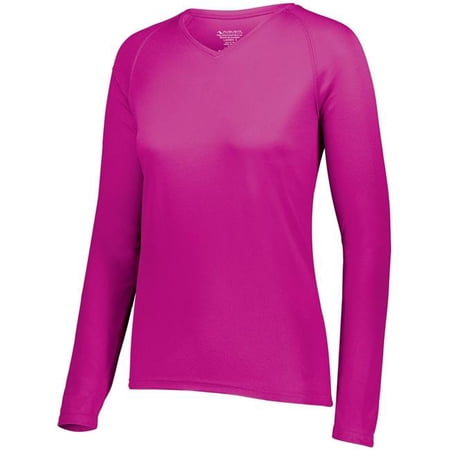 Augusta Sportswear M Womens Attain Wicking Long Sleeve Tee Power Pink 2797