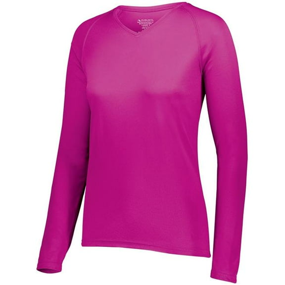 Augusta Sportswear M Womens Attain Wicking Long Sleeve Tee Power Pink 2797