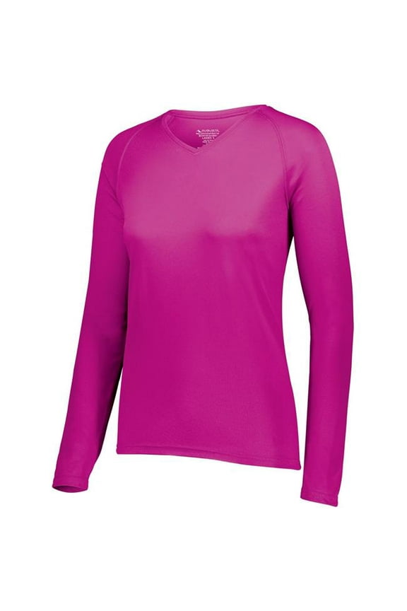 M Womens Attain Wicking Long Sleeve Tee Power Pink 2797