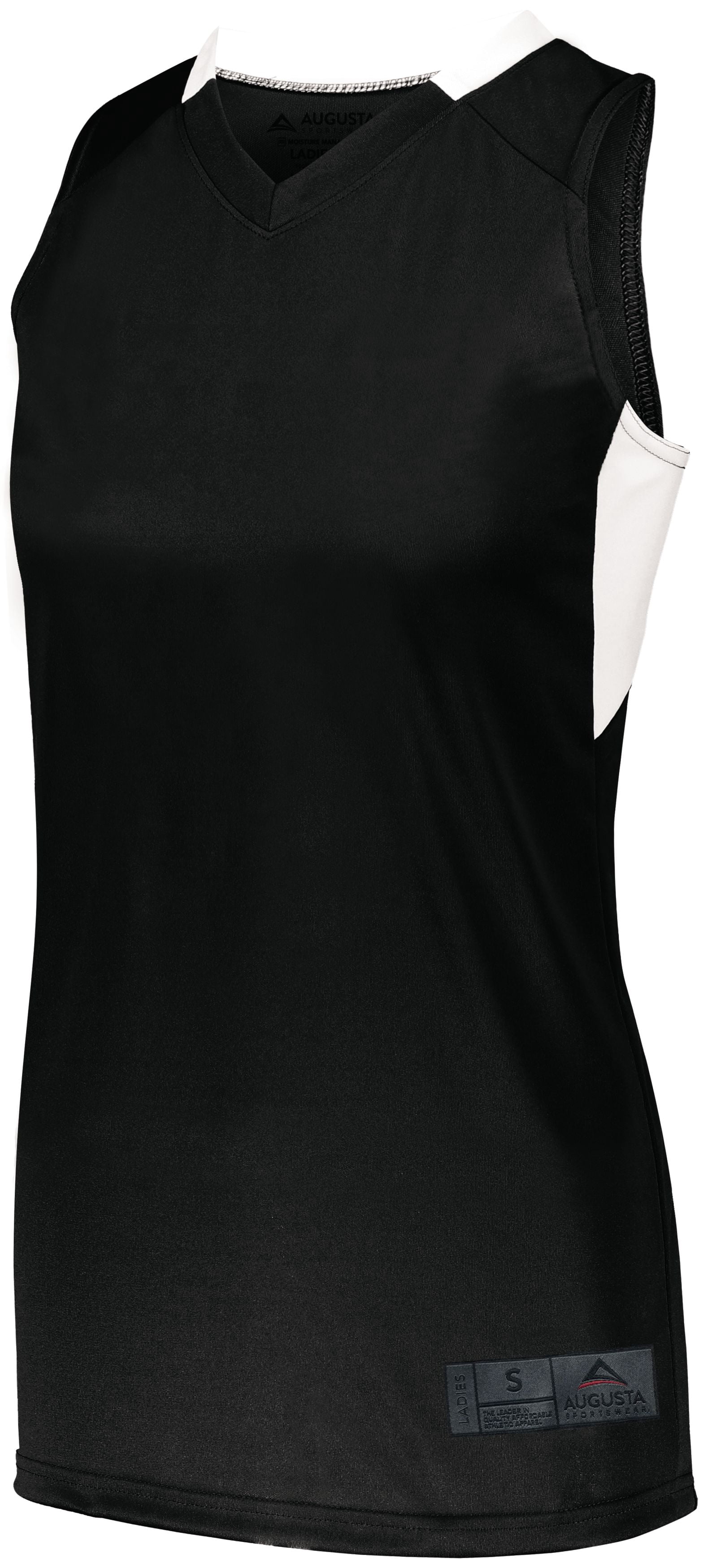 Augusta M Ladies Step-Back Basketball Jersey Black/White 1732 - Walmart.com