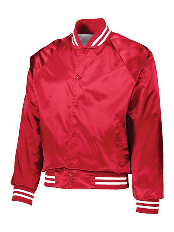 Satin Baseball Jacket Striped Trim