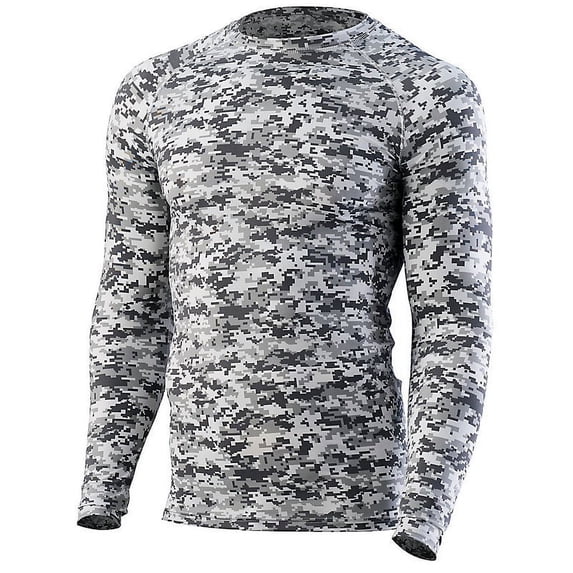 Augusta Men's Hyperform Compression Long Sleeve Shirt, White Digi, X-Large