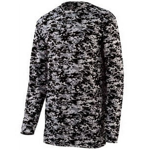 Augusta Men's Wicking Long Sleeve T-Shirt, Black Digi, Small