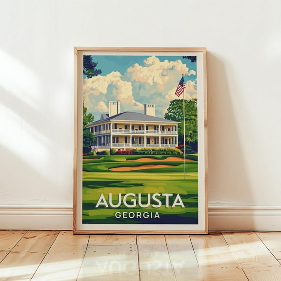 Augusta National Golf Course Print Famous Golf Courses Wall Art Masters Golf Illustration Golfer Gift Man Cave Decor Sport