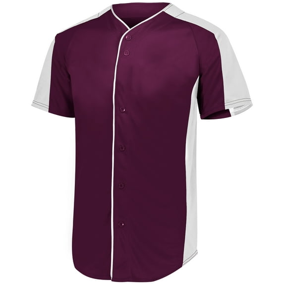 Augusta S Full-Button Baseball Jersey Maroon/White 1655