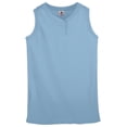 thumbnail image 1 of Augusta S Girls Sleeveless Two-Button Softball Jersey Light Blue 551, 1 of 2