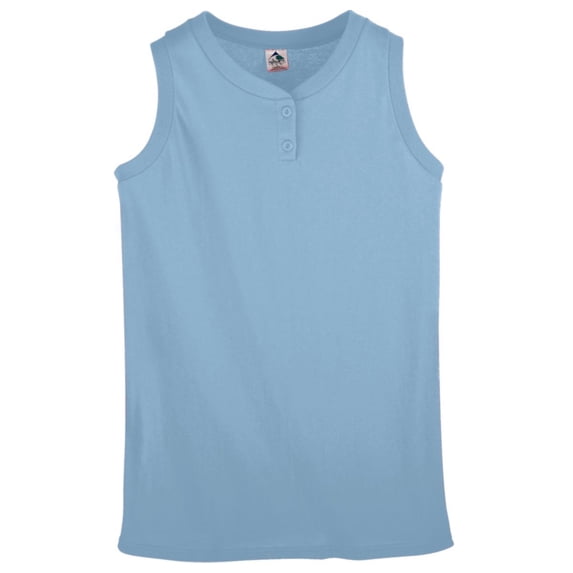 Augusta S Girls Sleeveless Two-Button Softball Jersey Light Blue 551