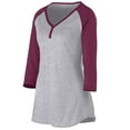 thumbnail image 1 of Augusta S Ladies Rave Henley Athletic Heather/Maroon 1263, 1 of 2