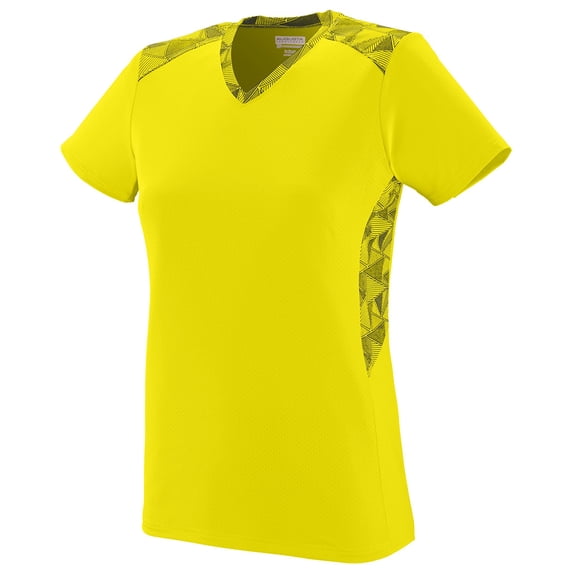 Augusta S Ladies Vigorous Jersey Power Yellow/Power Yellow/Black Print 1360